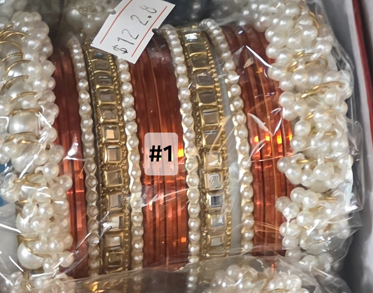 Pearl & Kundan Kara Bangle Set (Size 2.8)