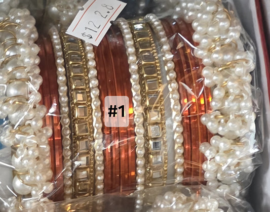 Pearl & Kundan Kara Bangle Set (Size 2.8)