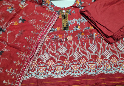 Embroidered Khaddar Cutwork 3pc Suit