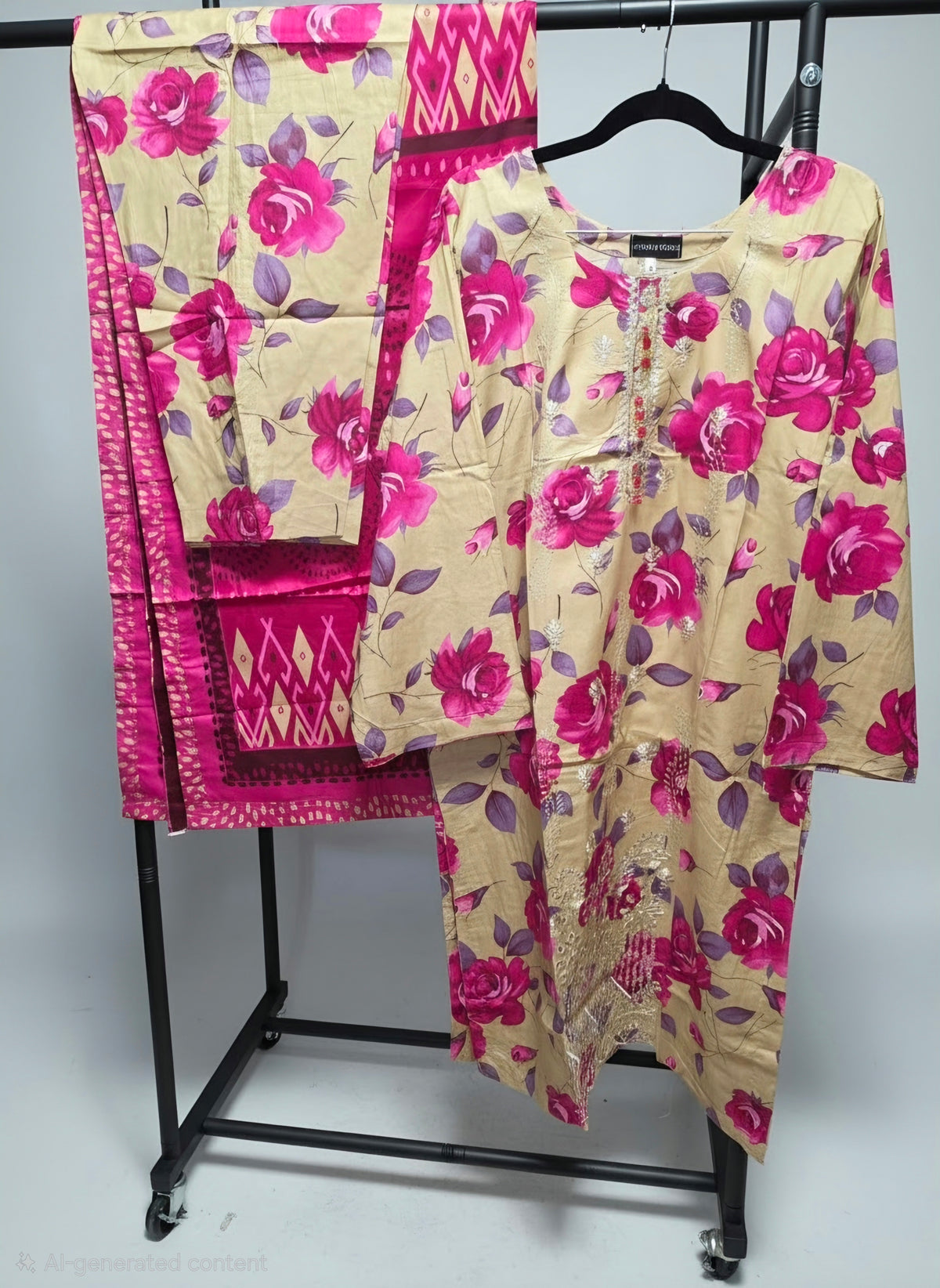 Linen Embroidered 3pc Suit