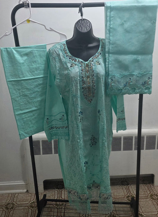 Cotton Embroidered 3pc Suit