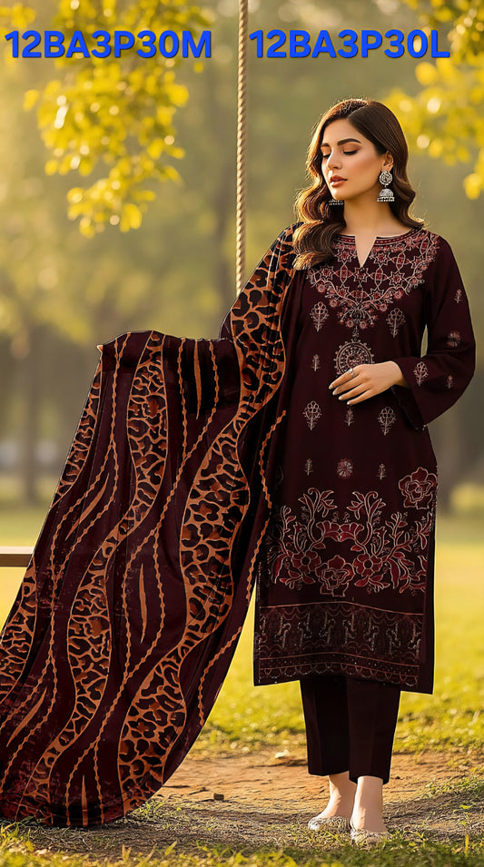 Bana Dora Embroidered Suit With Palachi Shawl