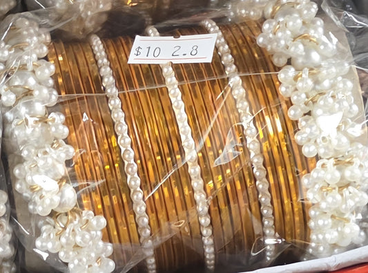 Pearl Kara Bangle Set (Size 2.8)