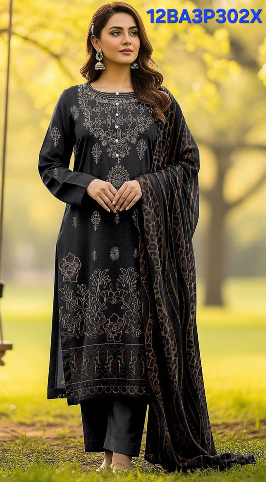 Bana Dora Embroidered Suit With Palachi Shawl