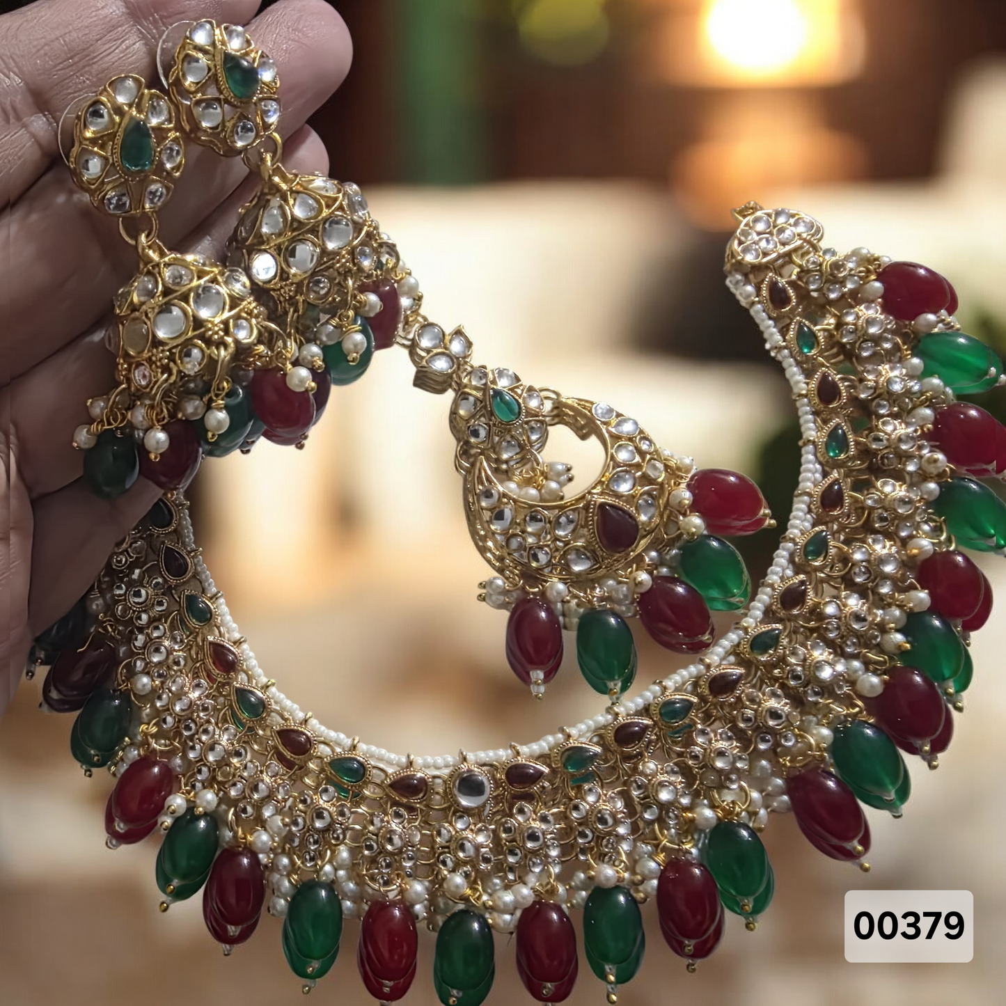 Necklace Set with Jhumkas & Tikka