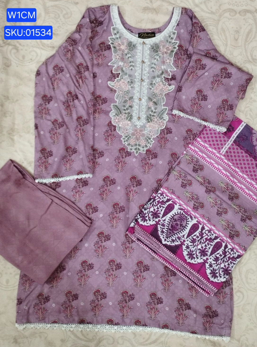 Nishat Self Jacquard Linen 3pc suit