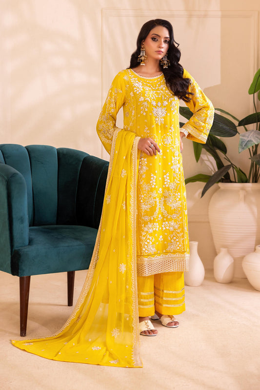Chiffon Embroidered 3pc Suits (Long Shirt)