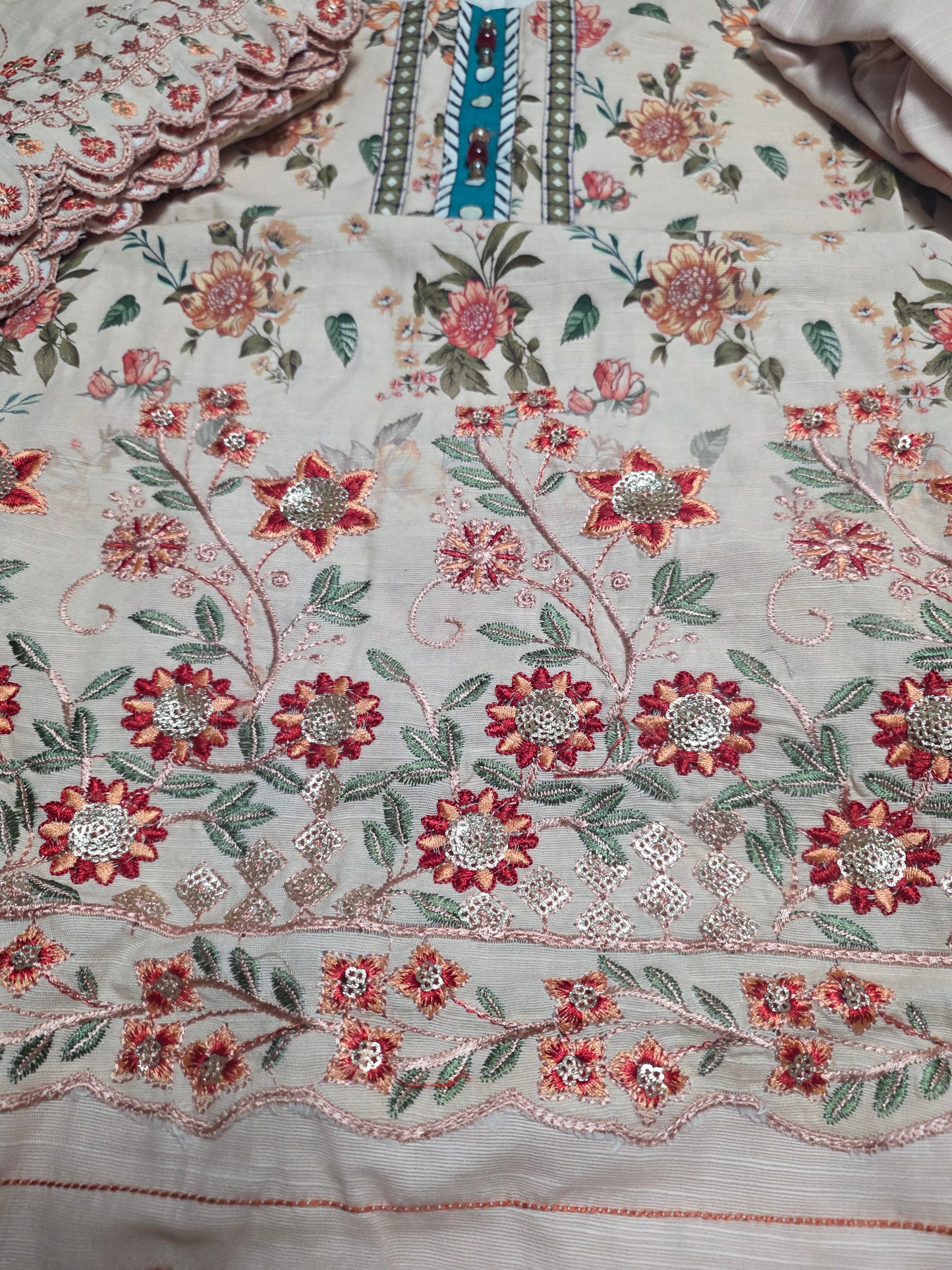 Embroidered Khaddar Cutwork 3pc Suit