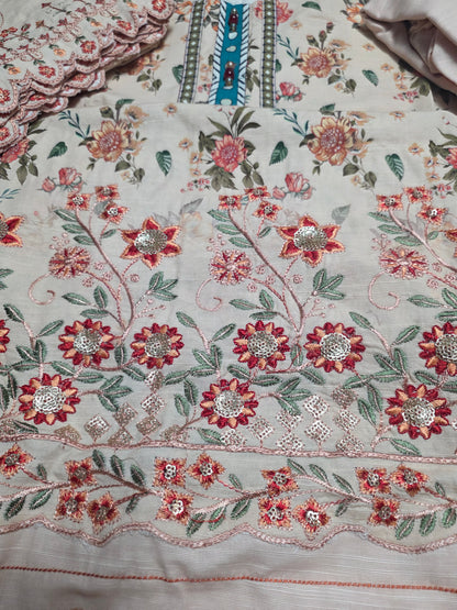 Embroidered Khaddar Cutwork 3pc Suit