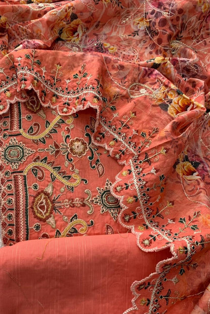 Embroidered Khaddar Cutwork 3pc Suit