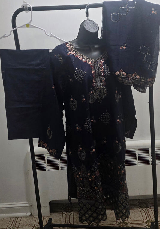 Cotton Embroidered 3pc Suit
