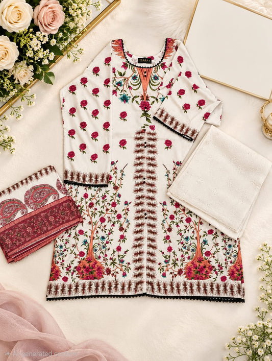 Nishat Self Jacquard Linen 3pc suit