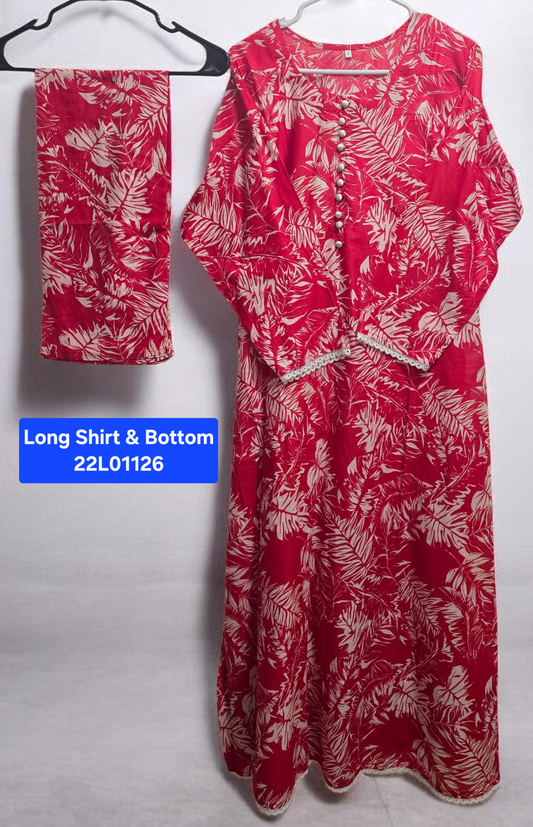 Lawn Long Shirt Suit (2pc)