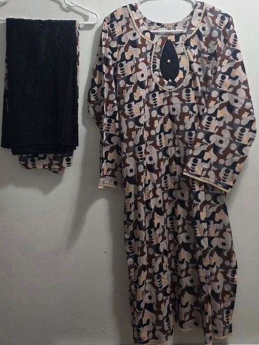 Lawn 3pc Suit with Chickenkari Dupatta