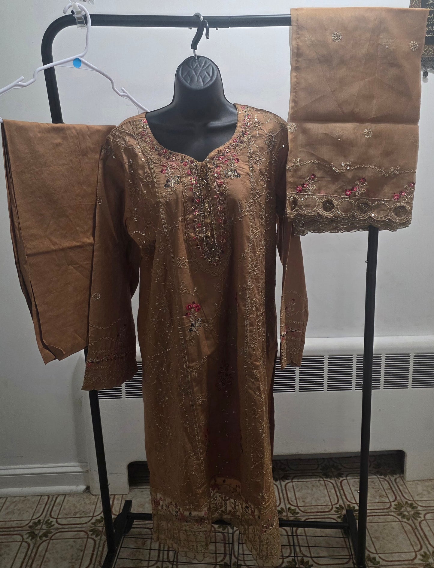 Cotton Embroidered 3pc Suit