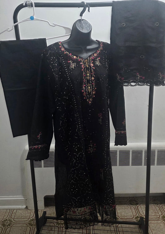 Cotton Embroidered 3pc Suit
