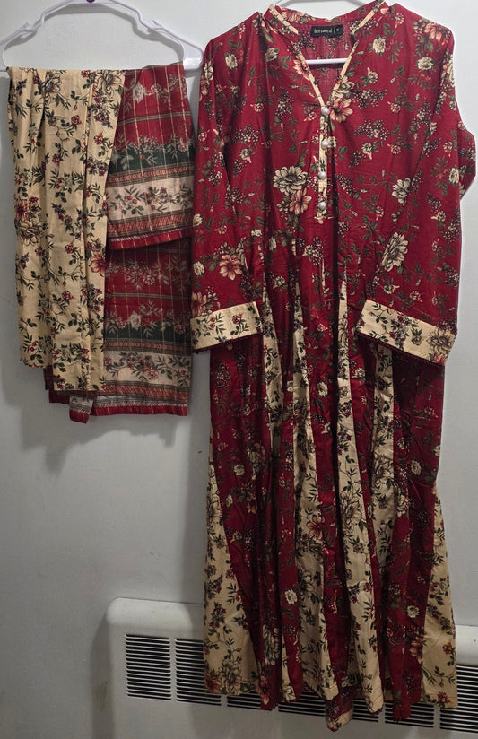 Bin Saeed Lawn 3pc Frock Suit