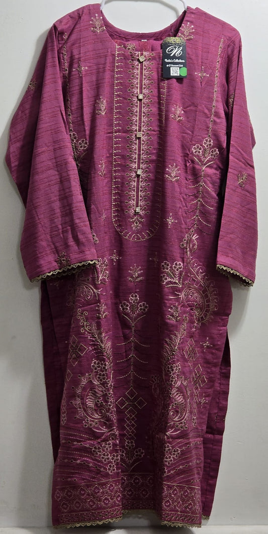 Heavy Embroidered 3pc Suit With Velvet Chamki Strips