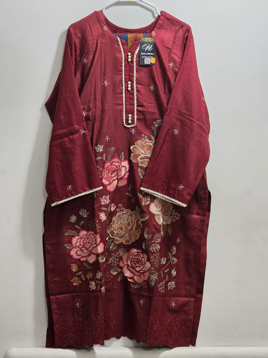 Peachwool Embroidered Suit With Pashmina Kashmiri Shawl