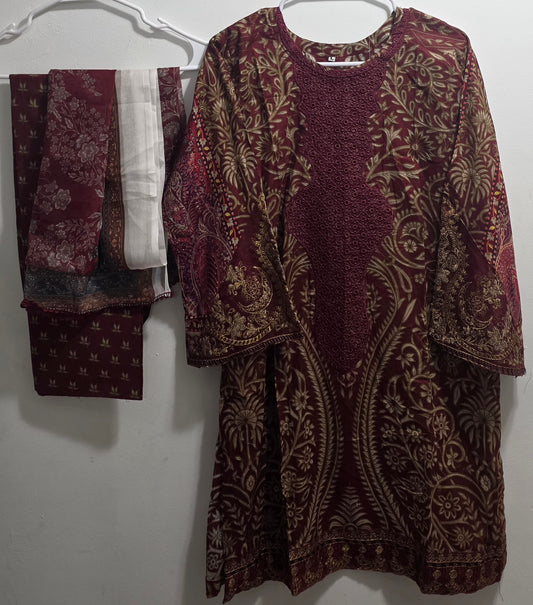 Farshi Shalwar Suit Embroidered Lawn 3pc