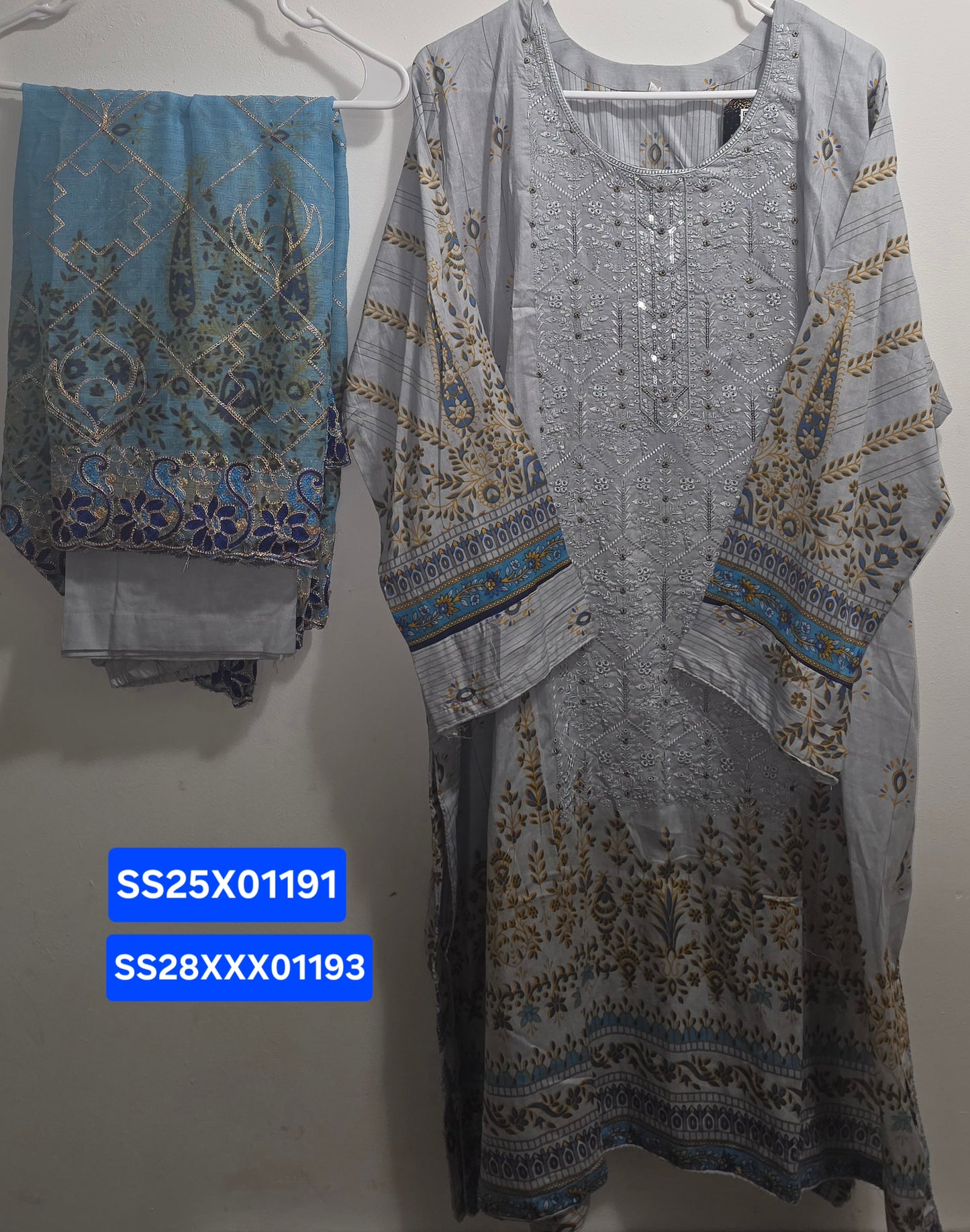 Lawn 3pc Suit with Chiffon Cutwork Dupatta
