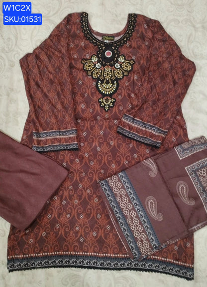 Nishat Self Jacquard Linen 3pc suit