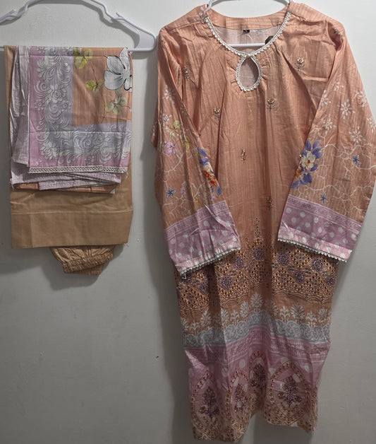 Farshi Shalwar Suit Embroidered Lawn 3pc