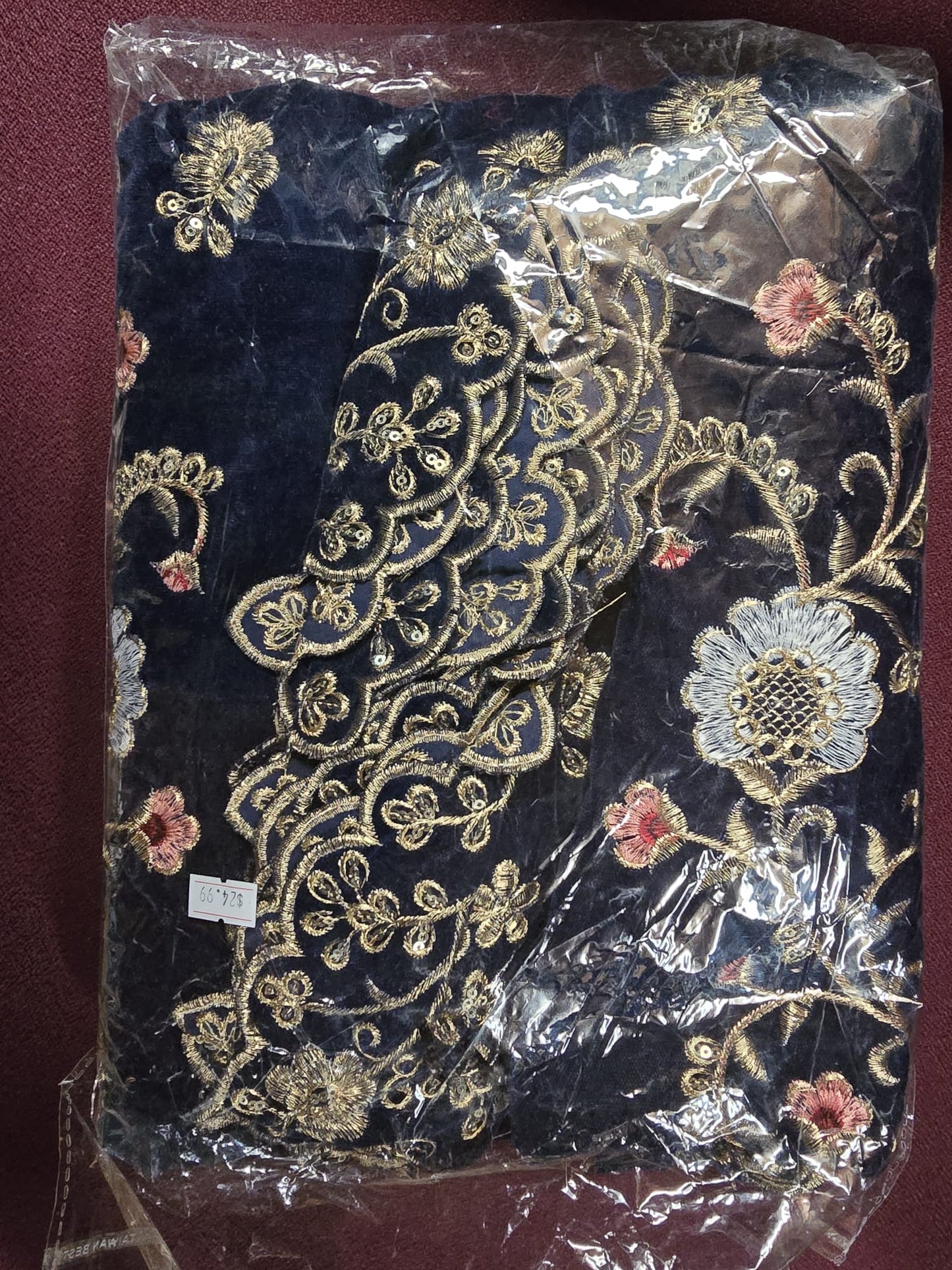 Embroidered Velvet Shawl