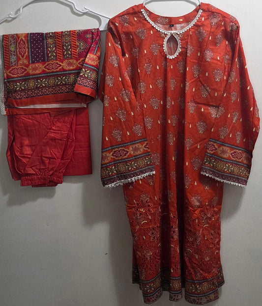 Farshi Shalwar Suit Embroidered Lawn 3pc