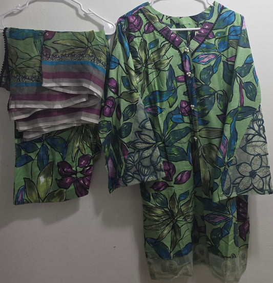 Farshi Shalwar Suit Embroidered Lawn 3pc