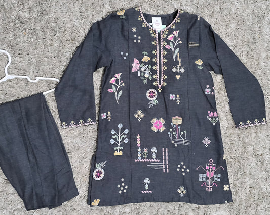 Ethnic brand Girls Embroidered Suit (6-7yrs)