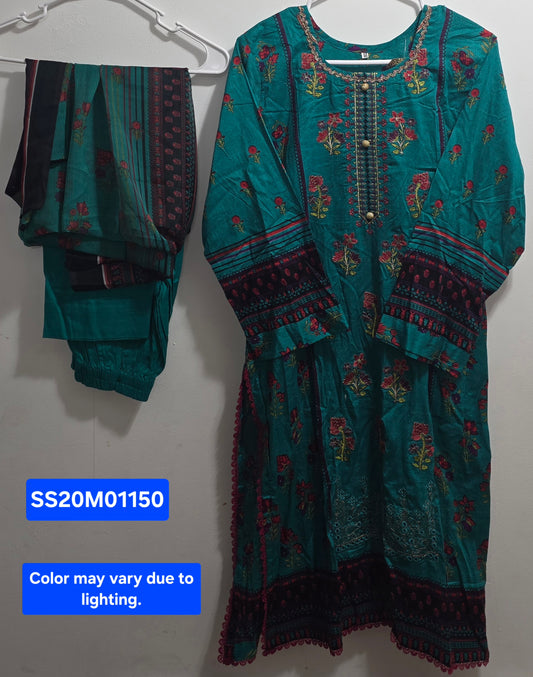Lawn 3pc Suit with Chiffon Dupatta