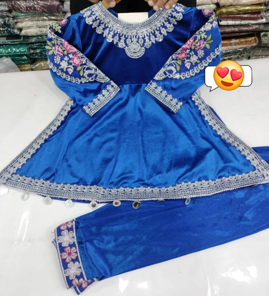Girls Velvet Embroidered Suit