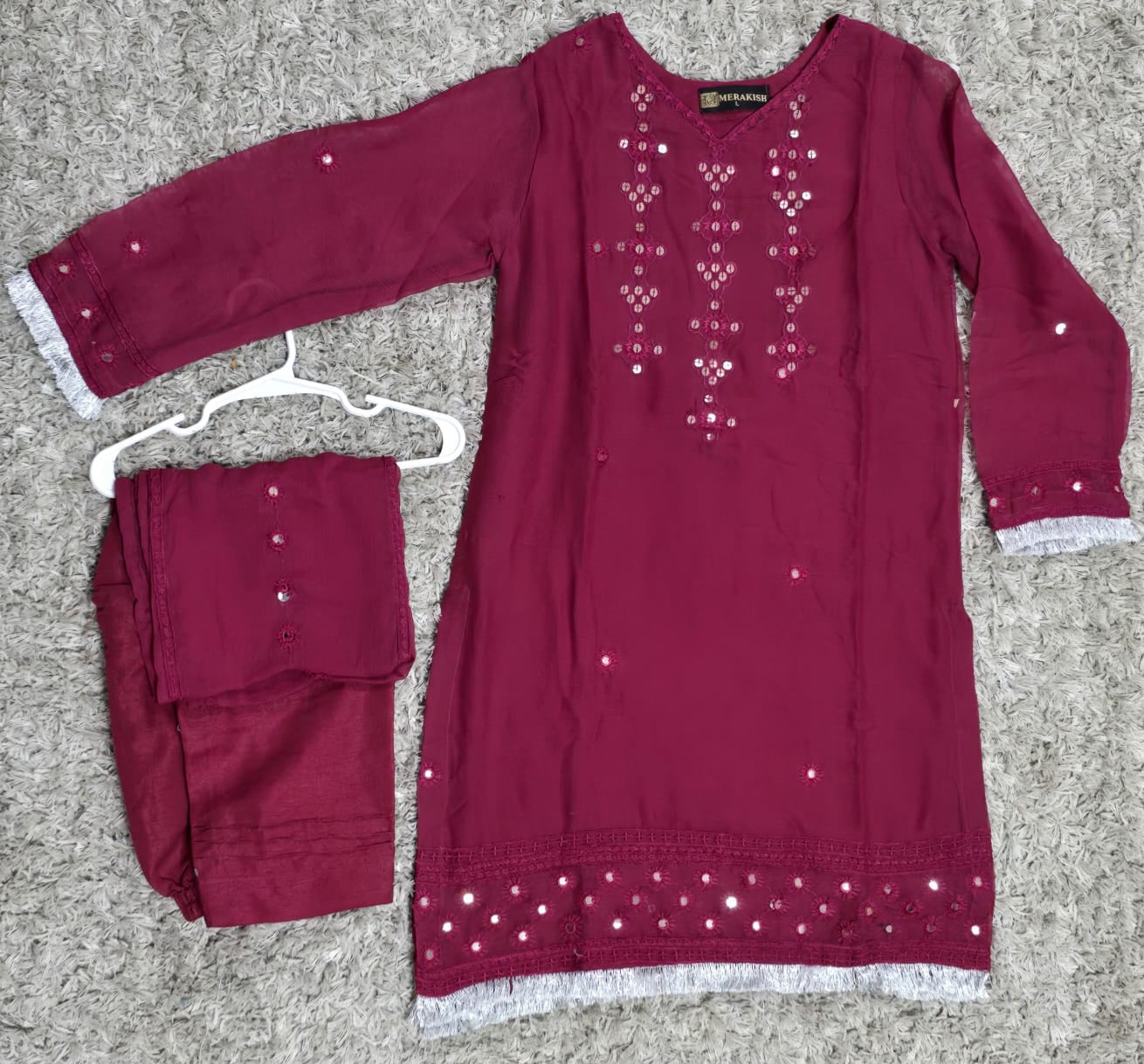 Girls Chiffon Embroidered Suit
