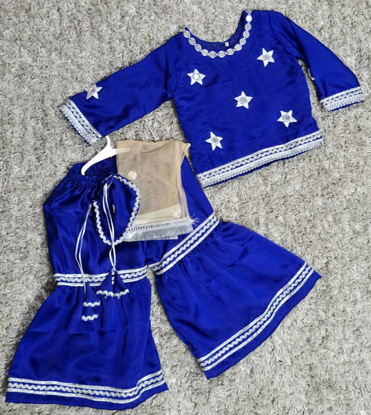 Girls Silk Gharara Suit With Potli