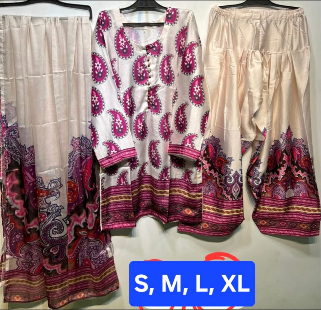 Silk Farshi Shalwar 3pc Suit