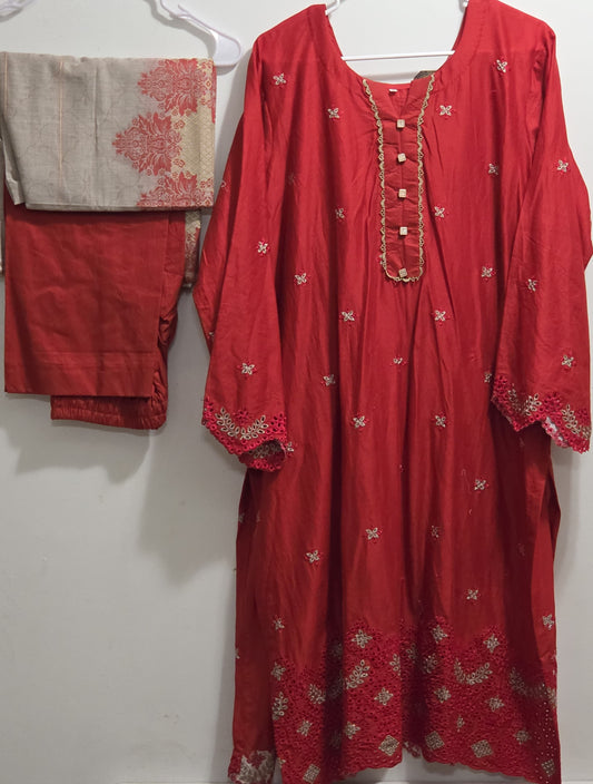 Cotton Chickenkari 3pc Suit