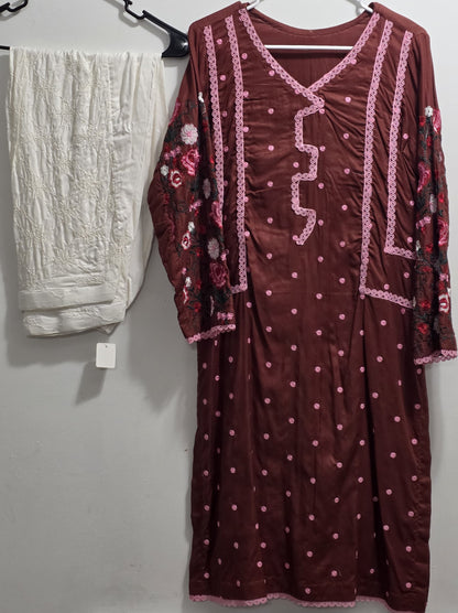 Linen Embroidered 2pc Suit