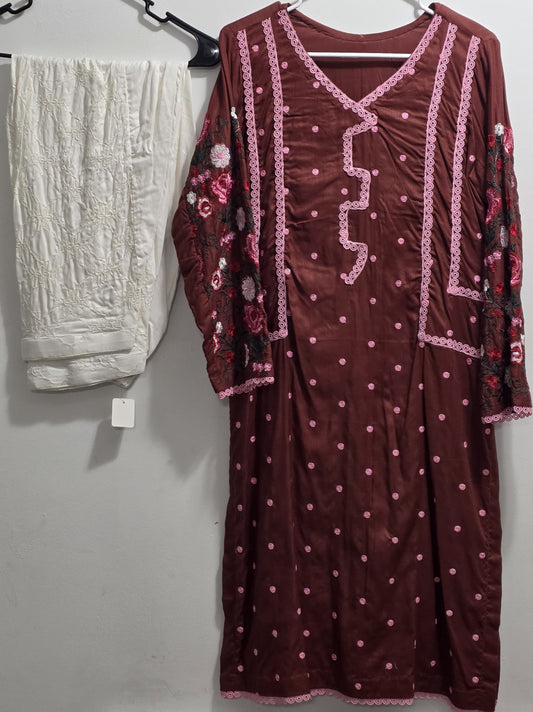Linen Embroidered 2pc Suit