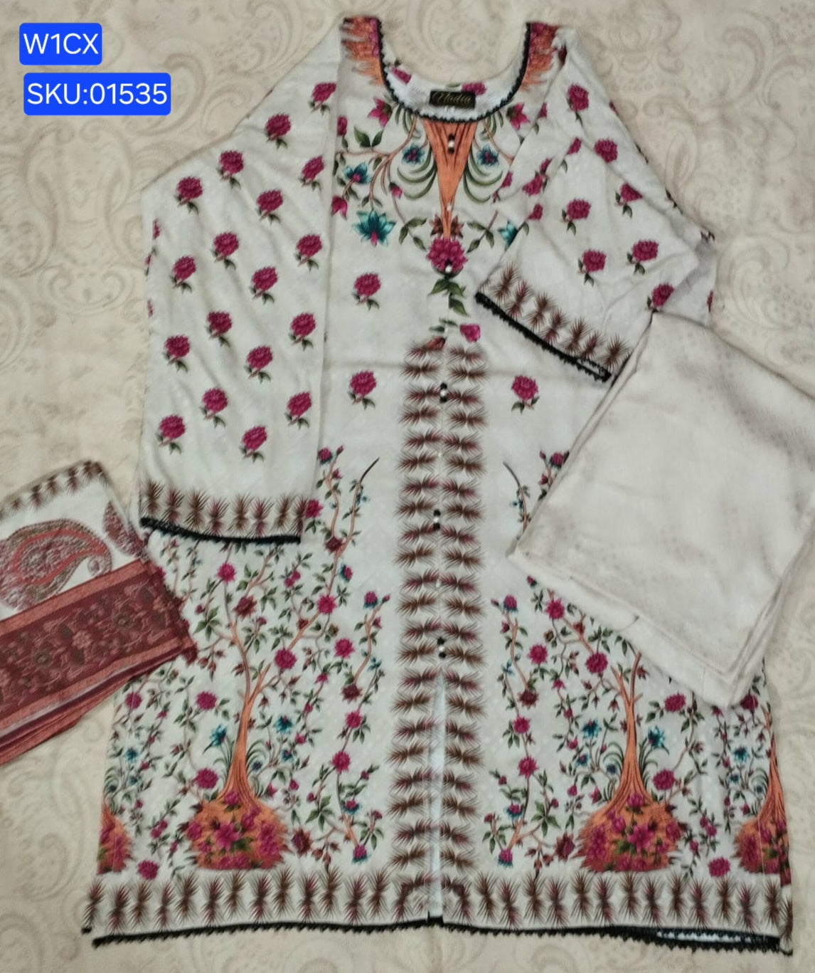 Nishat Self Jacquard Linen 3pc suit