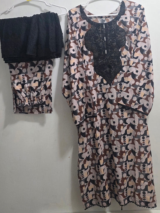 Lawn 3pc Suit with Chickenkari Dupatta