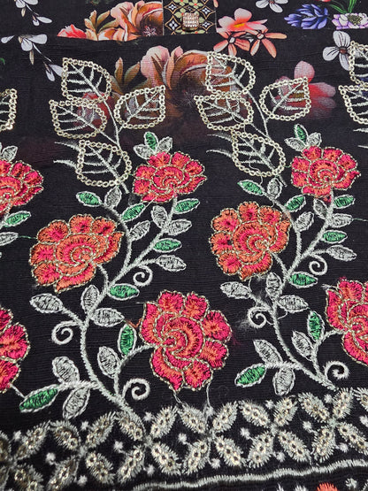 Embroidered Khaddar Cutwork 3pc Suit