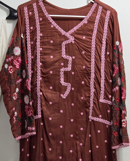 Linen Embroidered 2pc Suit