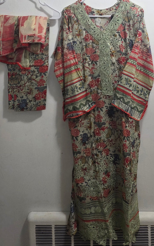 Lawn 3pc Suit with Patchwork