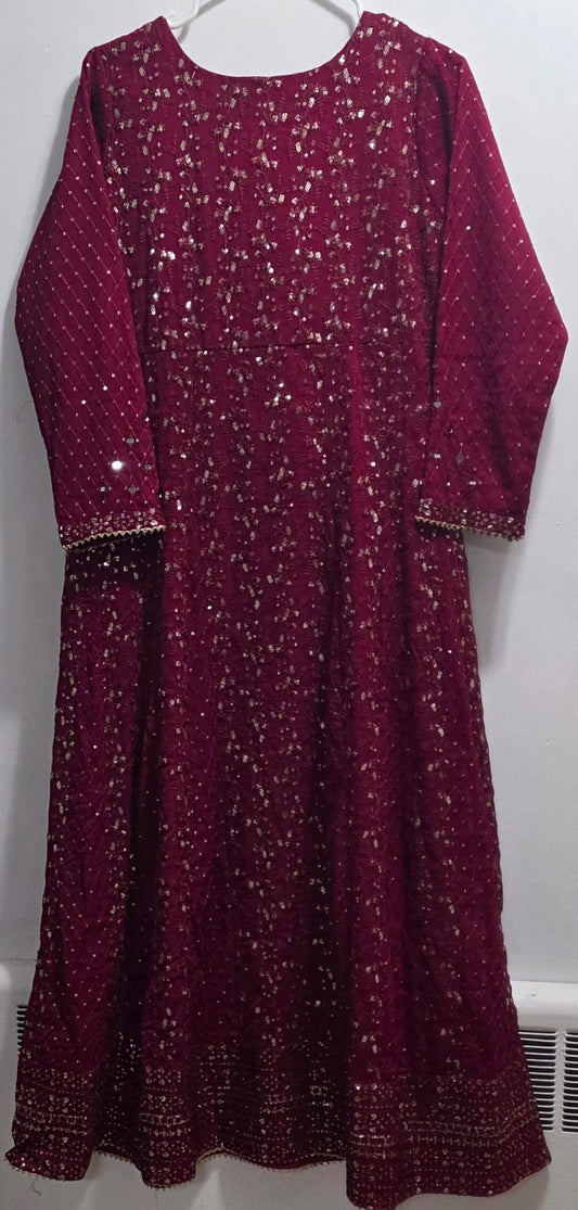 Chiffon Embroidered 3pc Maxi Suit