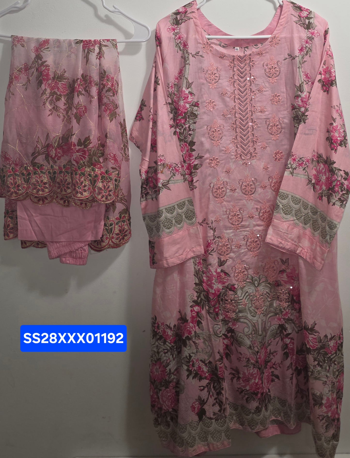 Lawn 3pc Suit with Chiffon Cutwork Dupatta