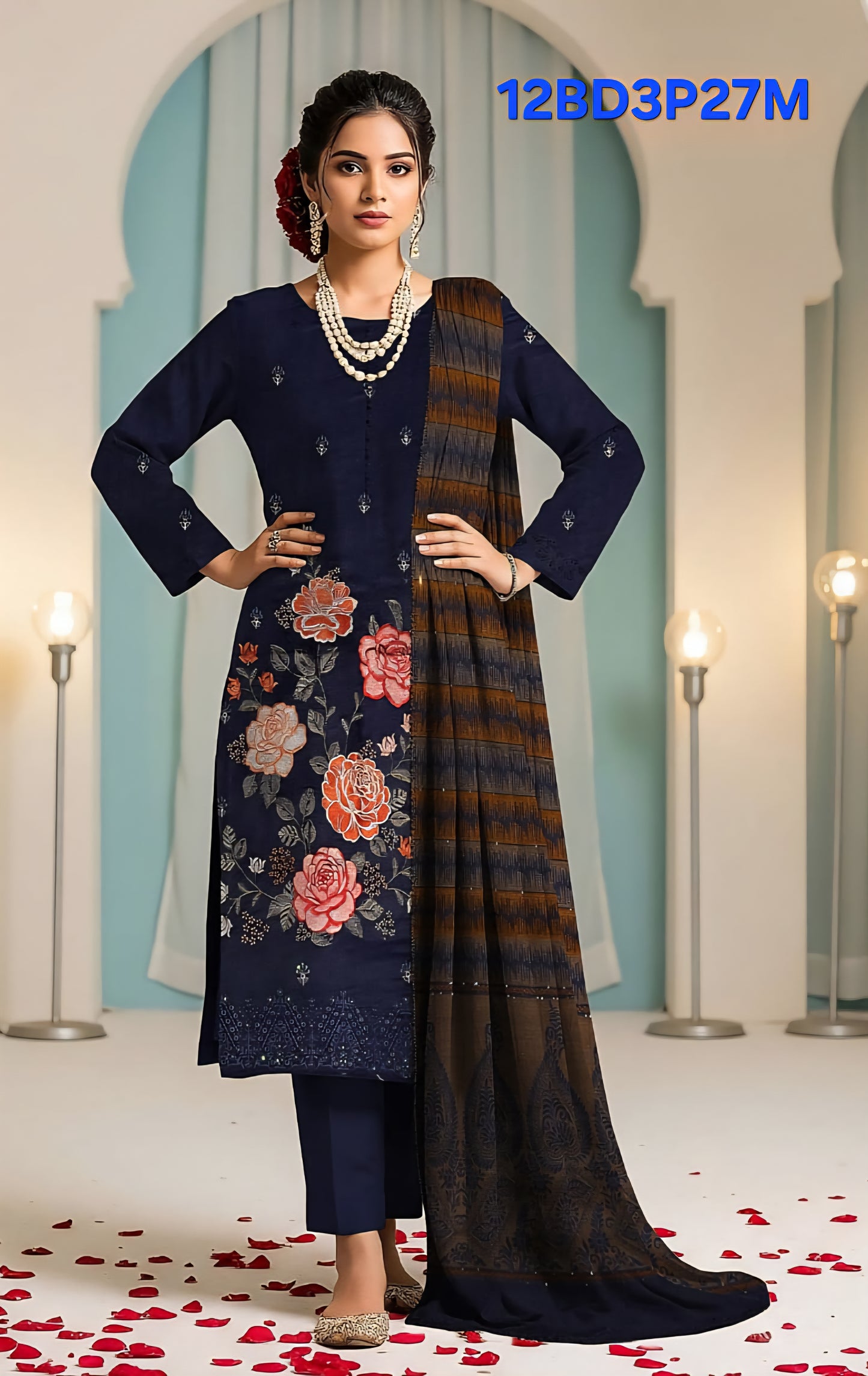 Peachwool Embroidered Suit With Pashmina Kashmiri Shawl