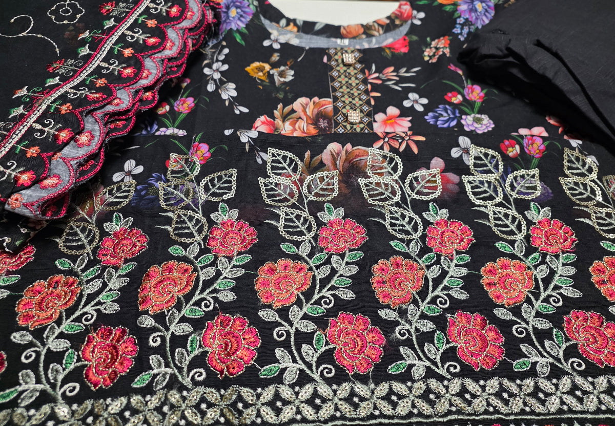 Embroidered Khaddar Cutwork 3pc Suit