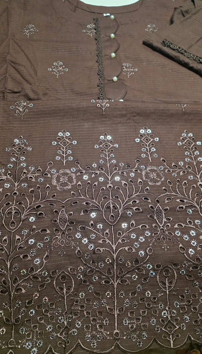 Embroidered Doria Linen 3pc Suit