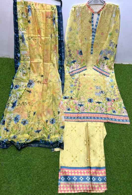 Digital Printed Silk 3-PC Suit